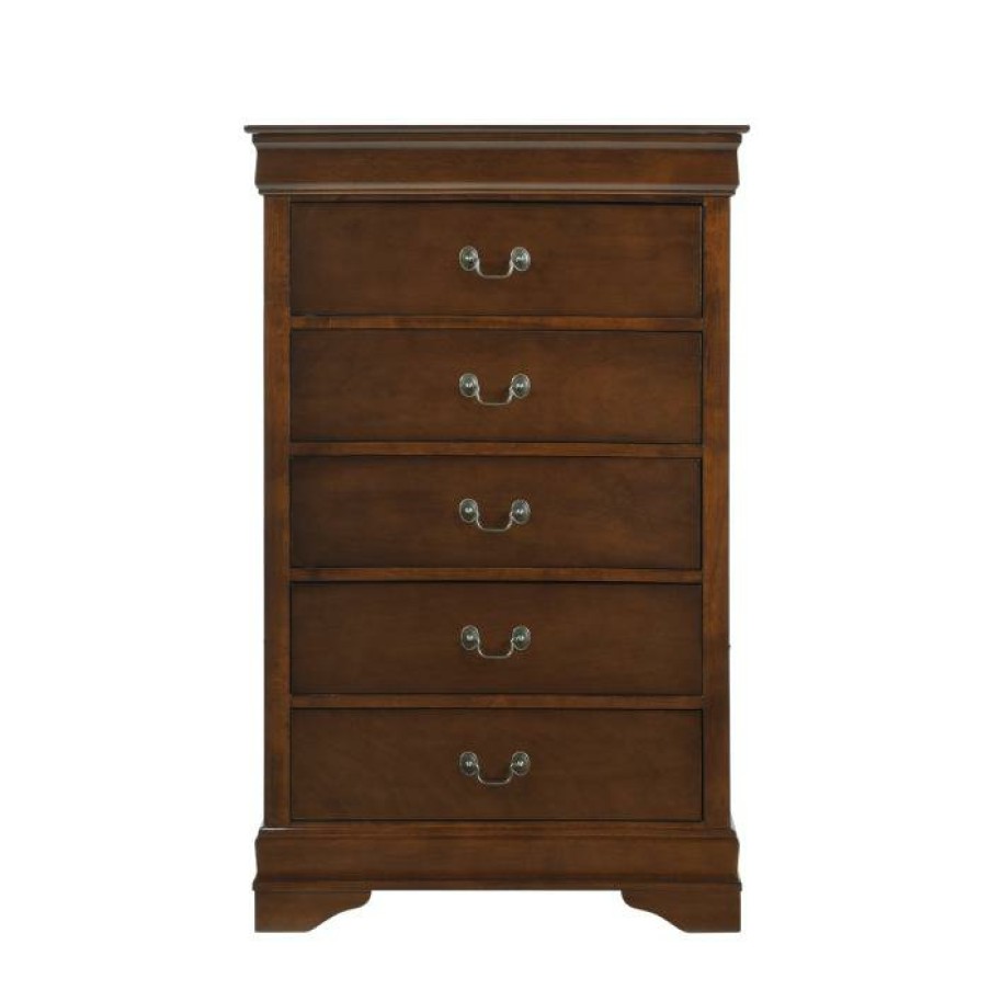 Bedroom Homelegance (Homerica East) | Homelegance Mayville 5 Drawer Chest In Brown Cherry 2147-9