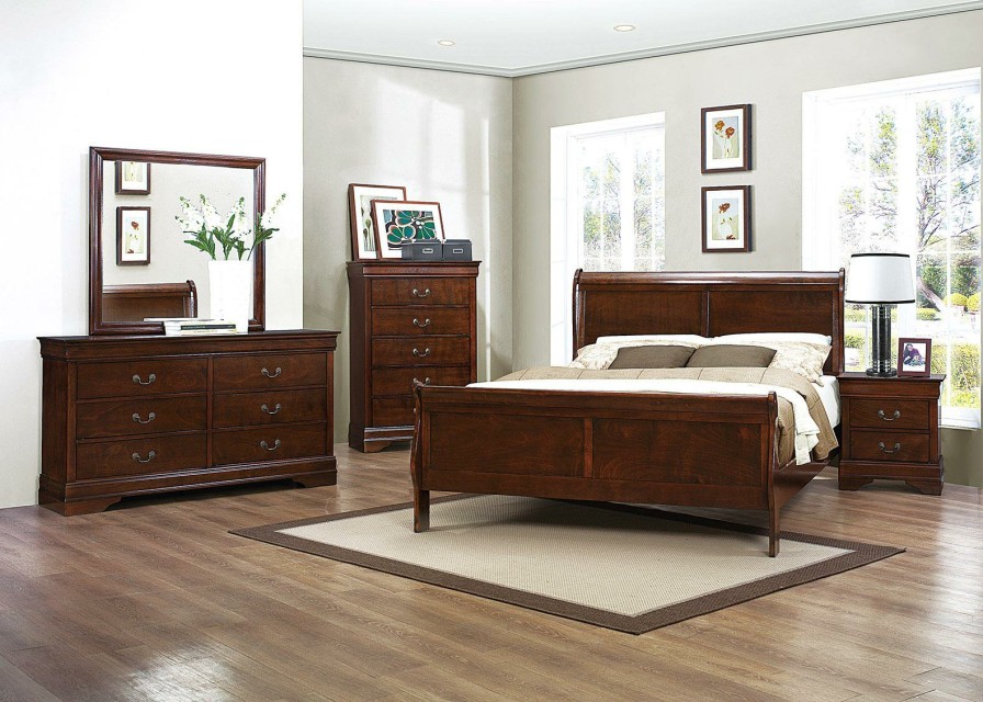 Bedroom Homelegance (Homerica East) | Homelegance Mayville 5 Drawer Chest In Brown Cherry 2147-9