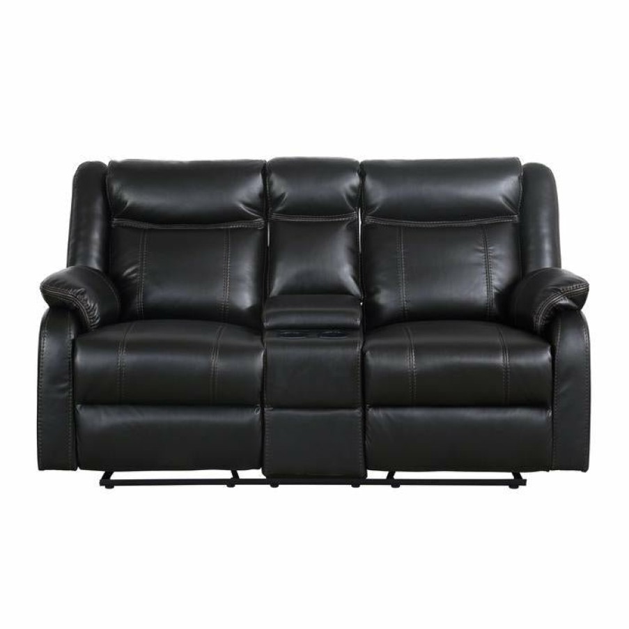 Living Room Homelegance (Homerica East) | Homelegance Furniture Jude Double Glider Recliner Loveseat In Black 8201Blk-2