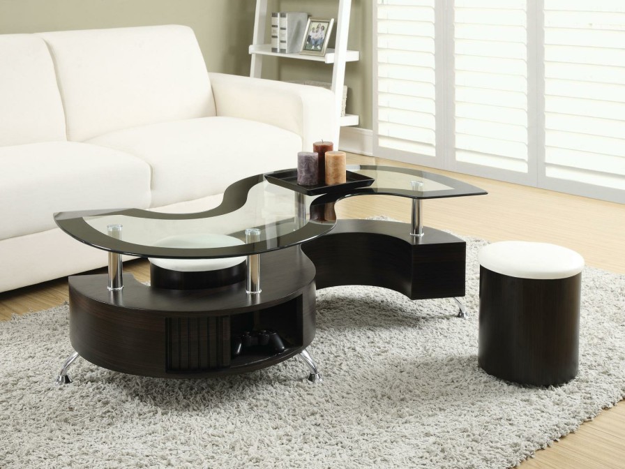 Living Room Coaster Z2 Premium | Delange Motion White Coffee Table