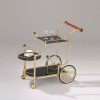 Dining Room ACME | Lacy Gold Plated & Black Glass Serving Cart