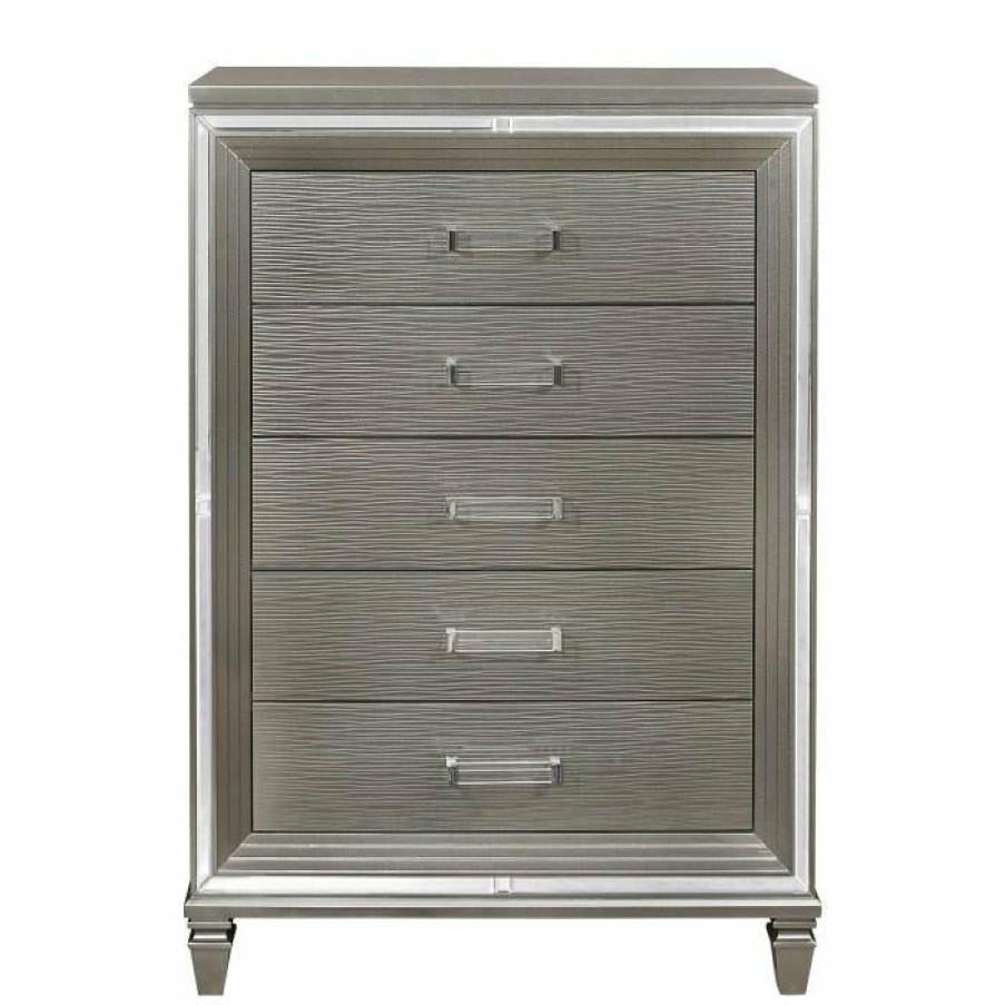 Bedroom Homelegance (Homerica East) | Homelegance Tamsin Chest In Silver Grey Metallic 1616-9