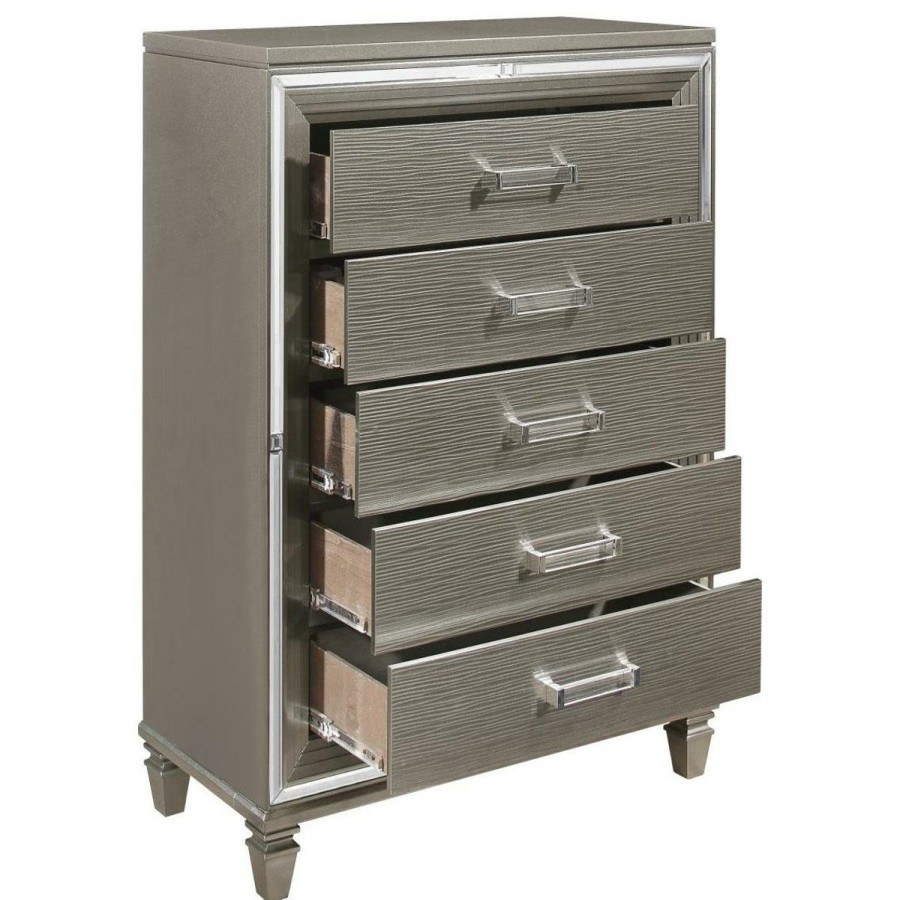 Bedroom Homelegance (Homerica East) | Homelegance Tamsin Chest In Silver Grey Metallic 1616-9