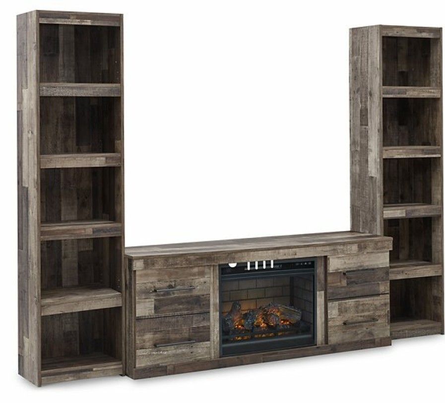 Entertainment Ashley Furniture | Derekson 3-Piece Entertainment Center With Electric Fireplace