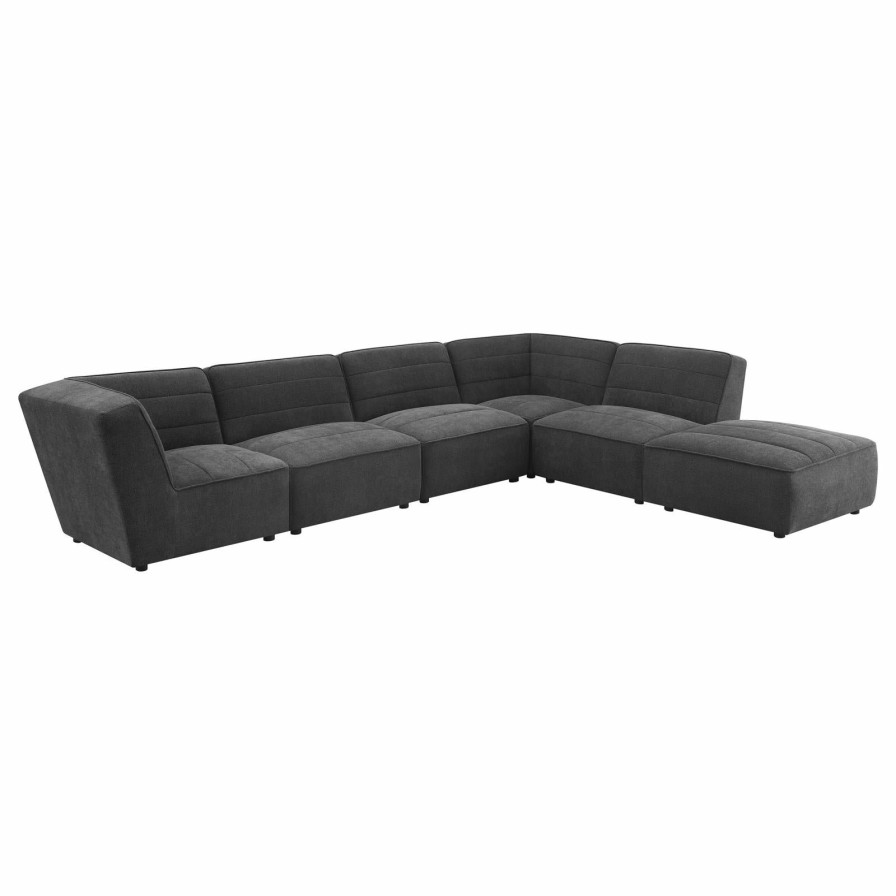 Living Room Coaster Z2 Premium | Sunny Upholstered 6-Piece Modular Sectional Dark Charcoal