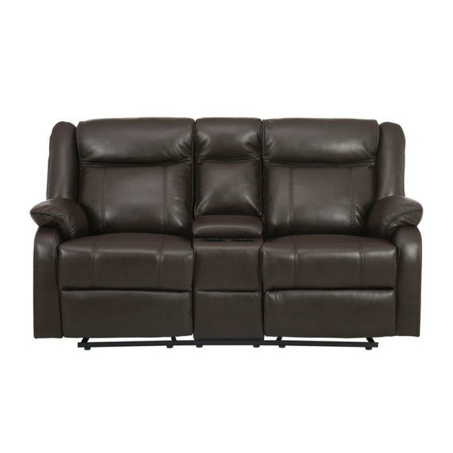 Living Room Homelegance (Homerica East) | Homelegance Furniture Jude Double Glider Recliner Loveseat In Brown 8201Brw-2