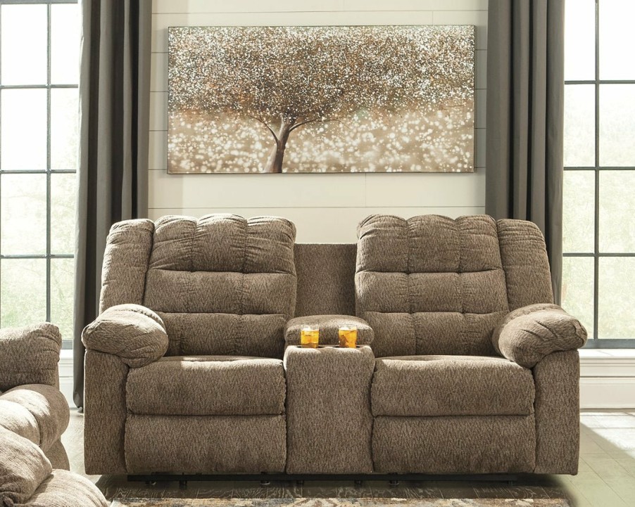 Living Room Ashley Furniture | Workhorse Reclining Loveseat With Console