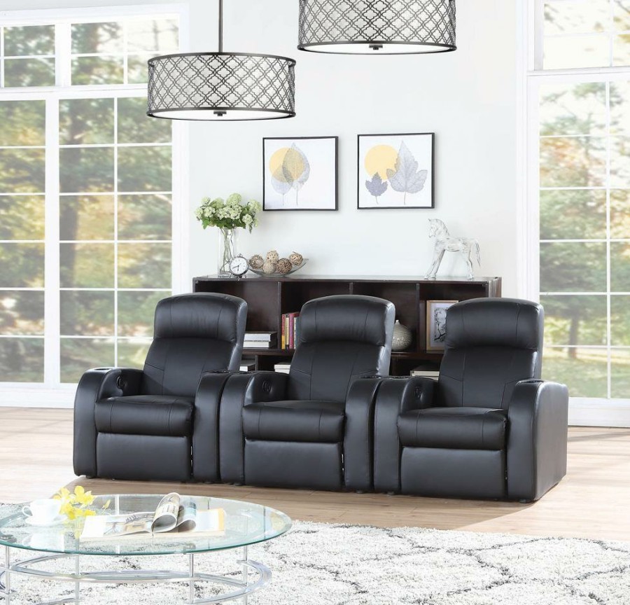 Living Room Coaster Z2 Premium | Cyrus Home Theater Black Recliner