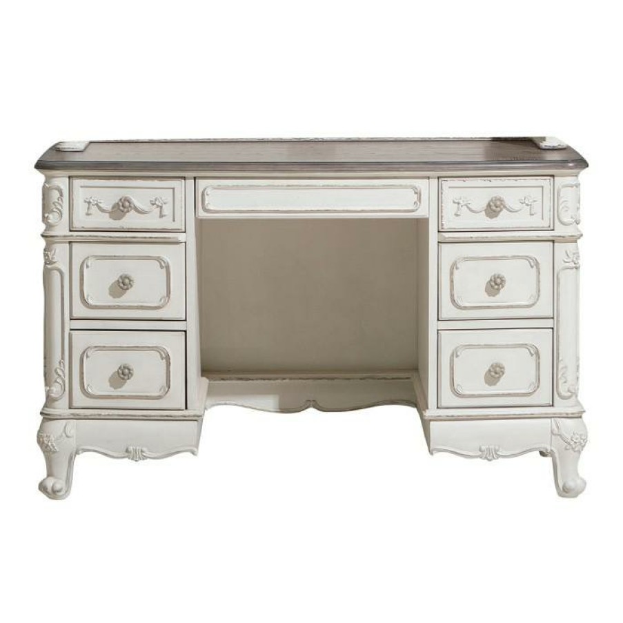 Home Office Homelegance (Homerica East) | Homelegance Cinderella Writing Desk In Antique White With Grey Rub-Through