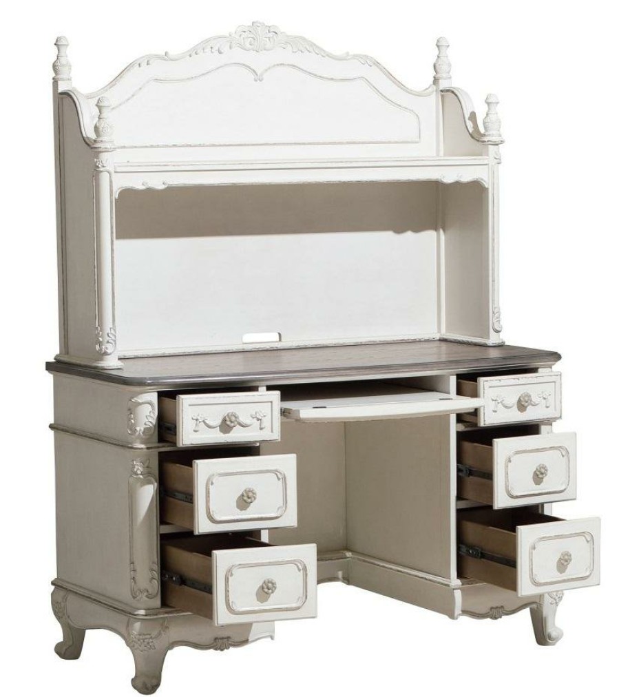 Home Office Homelegance (Homerica East) | Homelegance Cinderella Writing Desk In Antique White With Grey Rub-Through