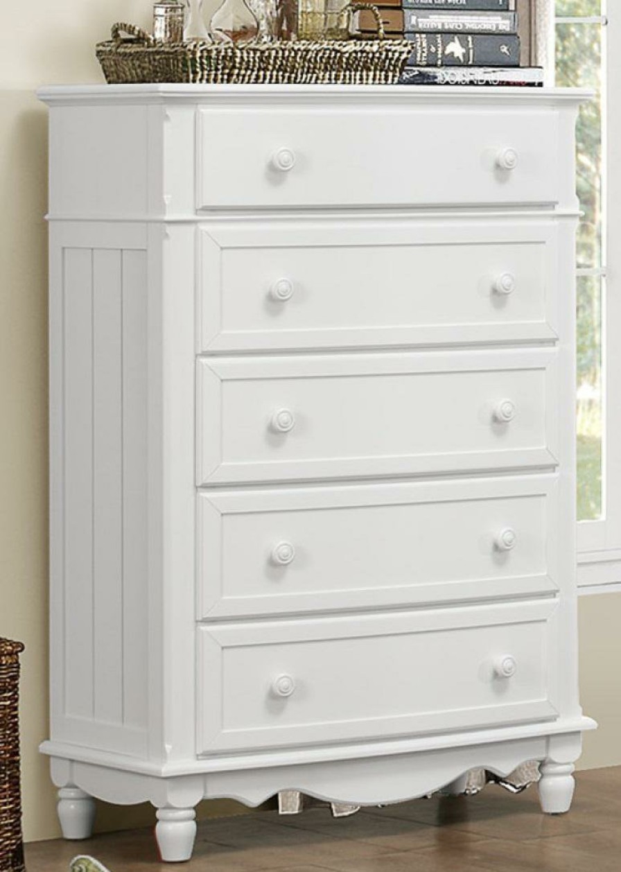 Bedroom Homelegance (Homerica East) | Homelegance Clementine 5 Drawer Chest In White B1799-9