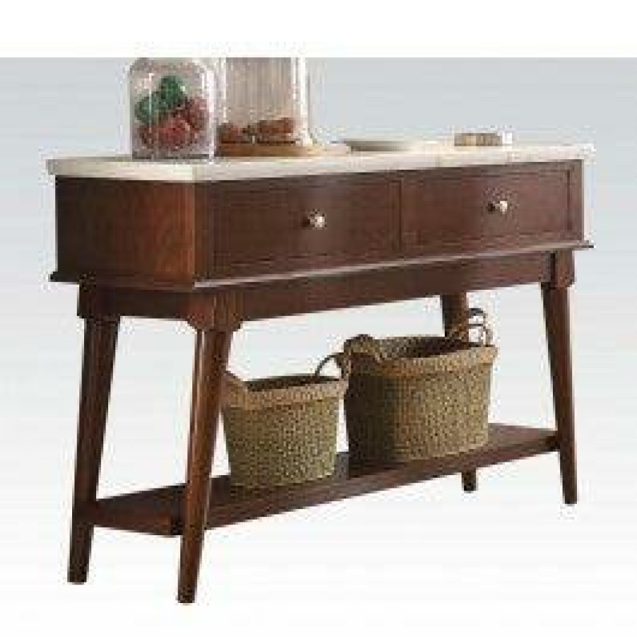 Dining Room ACME | Acme Gasha Server In White/Walnut 72823