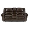 Living Room Homelegance (Homerica East) | Homelegance Furniture Center Hill Double Glider Reclining Loveseat W/ Center Console In Dark Brown 9668Brw-2