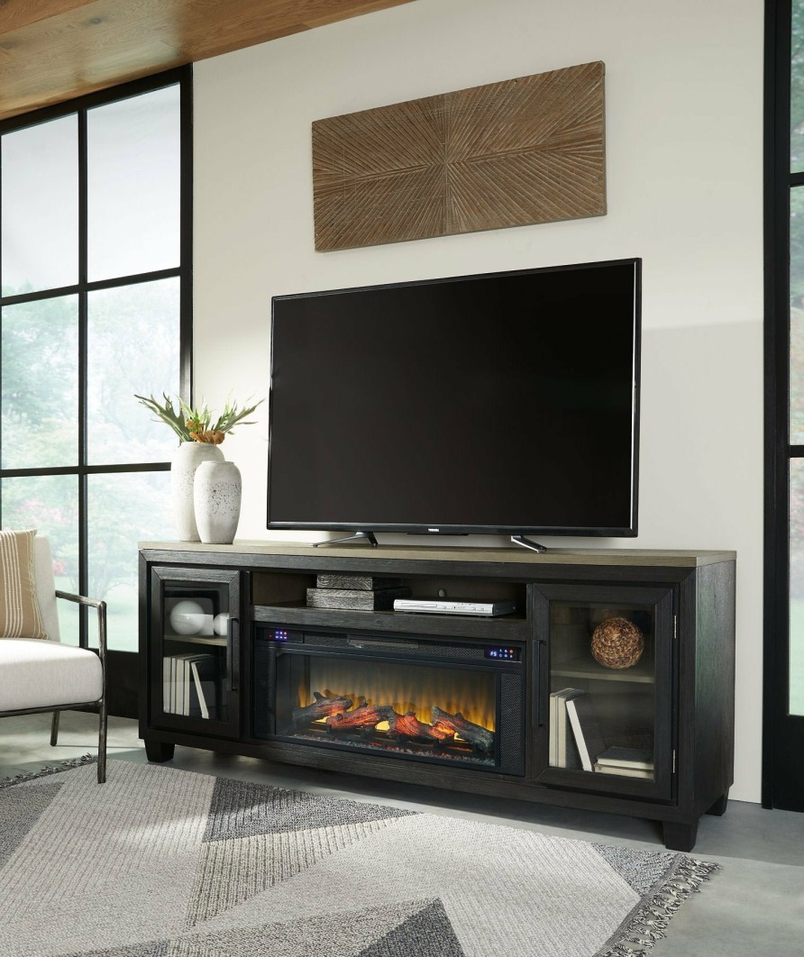 Entertainment Ashley Furniture | Foyland 83" Tv Stand With Electric Fireplace