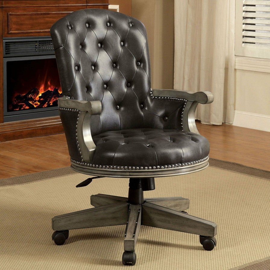 Dining Room FOA East | Yelena Gray/Black Height-Adjustable Arm Chair