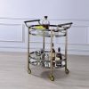 Dining Room ACME East | Lakelyn Brushed Bronze & Clear Glass Serving Cart