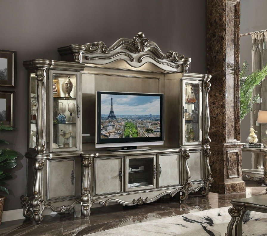 Entertainment ACME | Versailles Antique Platinum Tv Stand