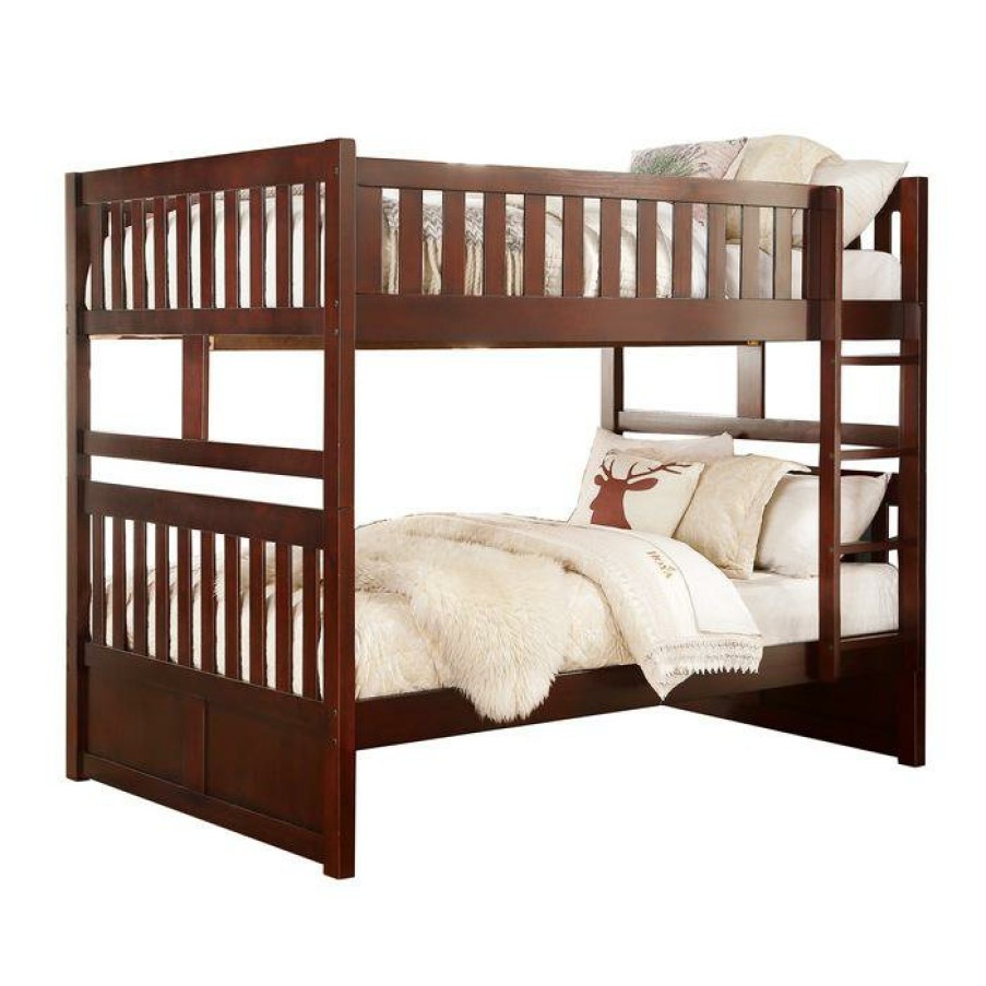 Bedroom Homelegance (Homerica East) | Homelegance Rowe Full/Full Bunk Bed W/ Twin Trundle In Dark Cherry B2013Ffdc-1*R