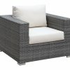 Dining Room FOA East | Somani Light Gray Wicker/Ivory Cushion Arm Chair