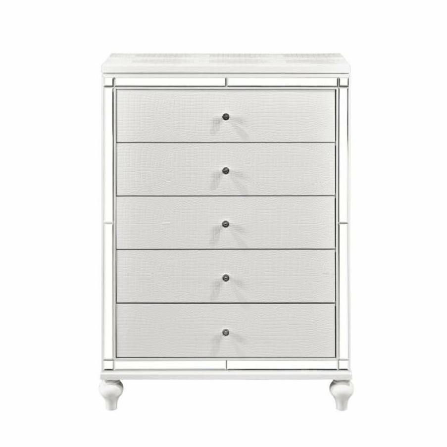 Bedroom Homelegance (Homerica East) | Homelegance Alonza 5 Drawer Chest In White 1845-9