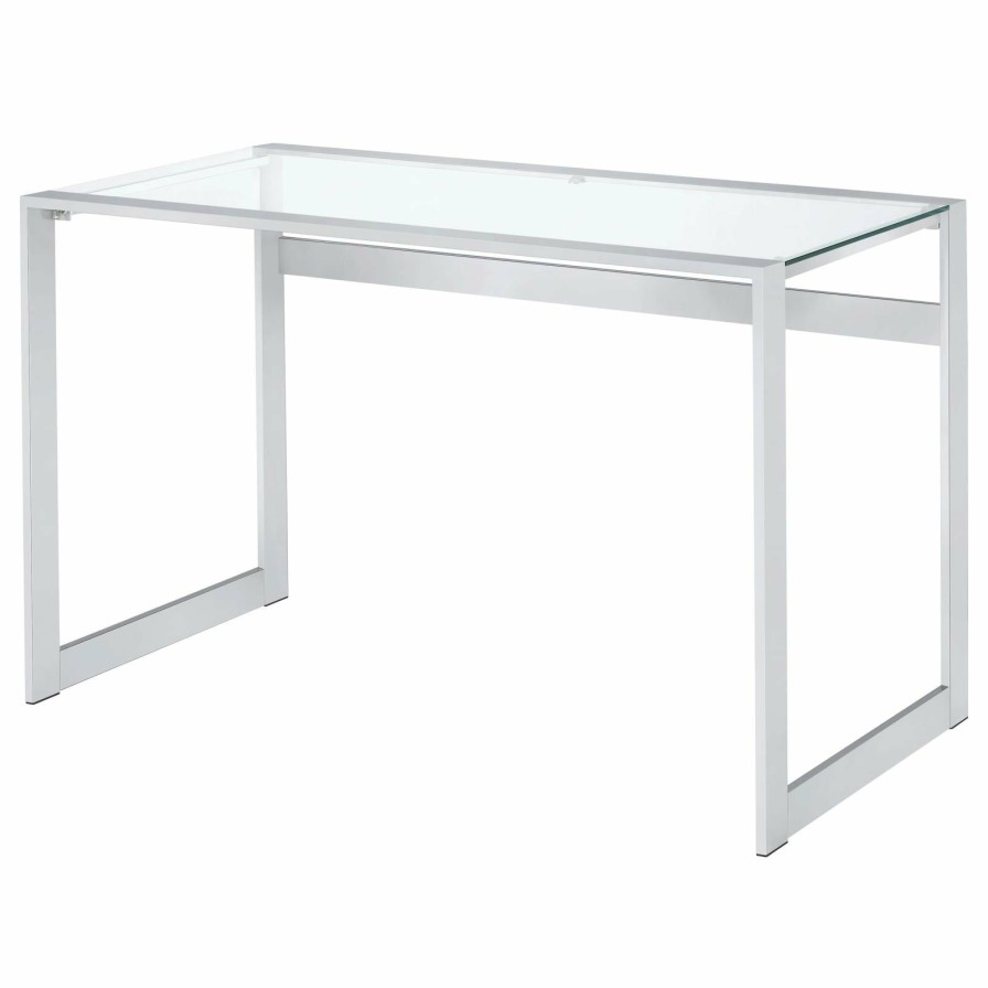 Home Office Coaster Z2 Premium | G800746 Contemporary Chrome And Glass Top Writing Desk