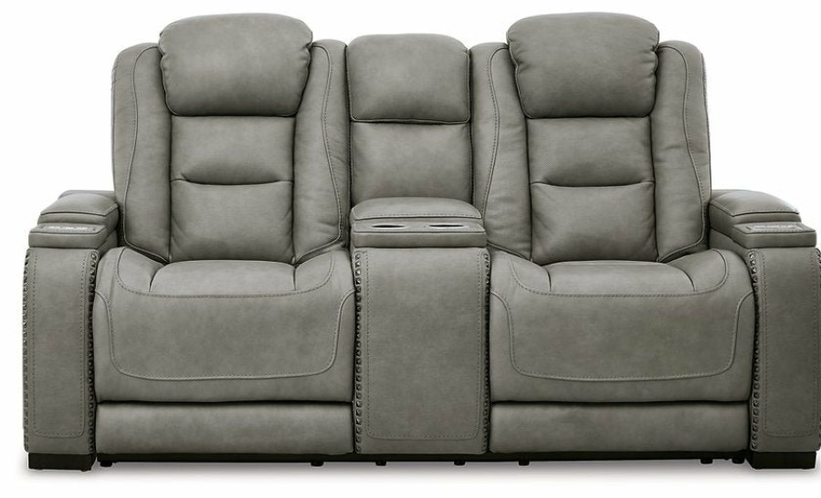 Living Room Ashley Furniture | The Man-Den Power Reclining Loveseat With Console