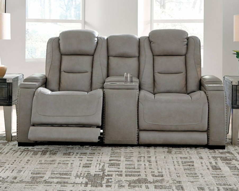 Living Room Ashley Furniture | The Man-Den Power Reclining Loveseat With Console