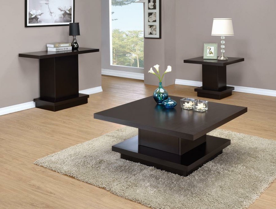 Living Room Coaster Z2 Premium | Cappuccino Wood Top Coffee Table