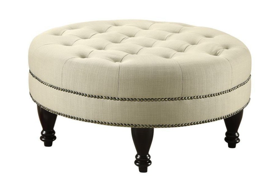 Living Room Coaster Z2 Premium | Traditional Round Cocktail Ottoman