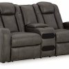 Living Room Ashley Furniture | Fyne-Dyme Power Reclining Loveseat With Console