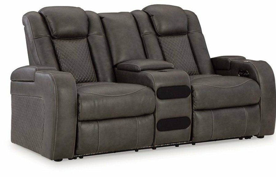 Living Room Ashley Furniture | Fyne-Dyme Power Reclining Loveseat With Console